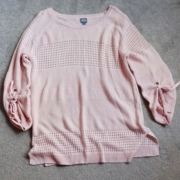 Soho Scooped Neck Waffle Stitch Sweater - Picture 1 of 6